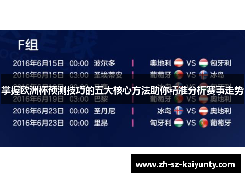 掌握欧洲杯预测技巧的五大核心方法助你精准分析赛事走势